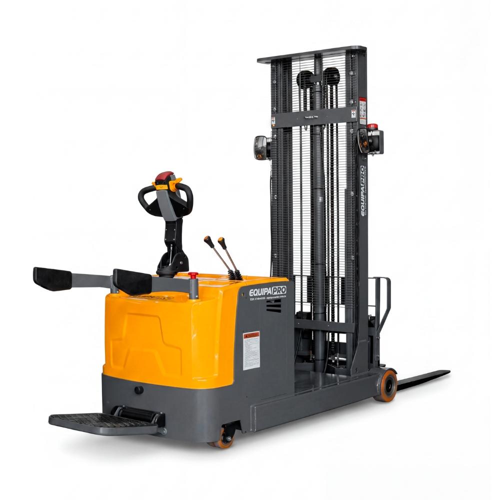Empilhadeira Elétrica Sem Patola 2.000kg 3,5m com Plataforma para Operador Embarcado - EquipaPRO CBX2035