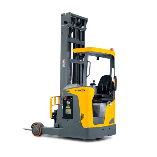 Empilhadeira Retrátil Elétrica 2.000kg Elevação de 6,2m a 14m com Deslocador Lateral e Direção Elétrica – EquipaPRO